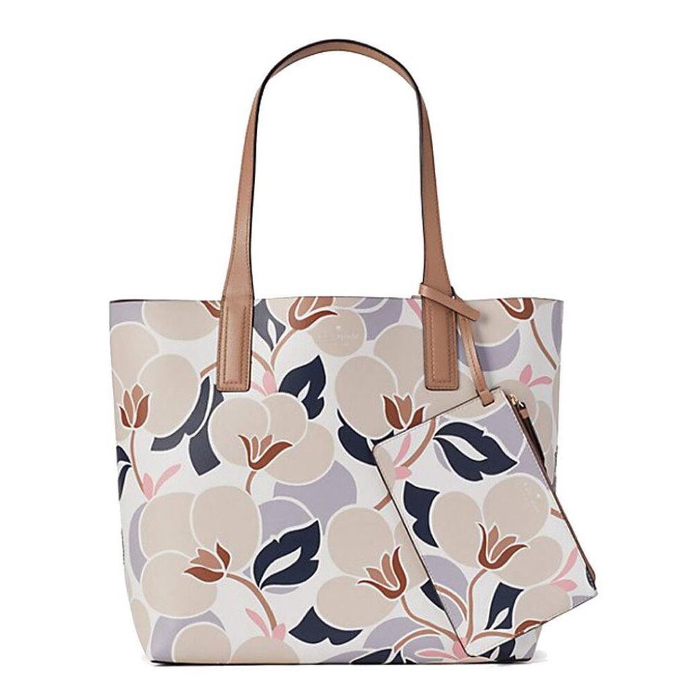 Kate Spade Mya Breezy Floral Reversible Tote + Zip Pouch Neutral